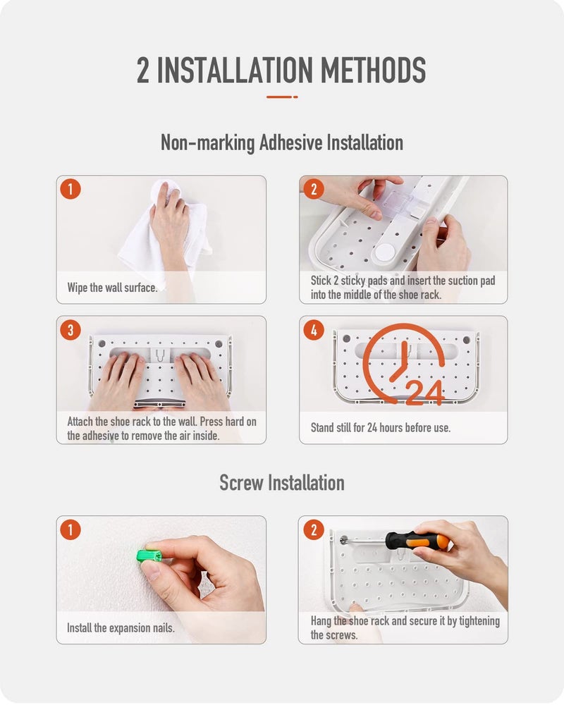 Baffect Wall Hanging Shoes Rack, Door Mounted Plastic Shoe Organizer, RV Camper Folding Shoes Holder for Space Saving Shoes Storage (4 Packs) - Image 5